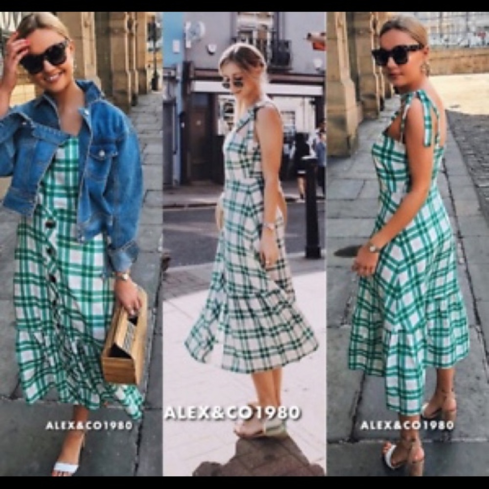 BLOGGER FAVE🥰 NEW ZARA Check Button Maxi Dress M